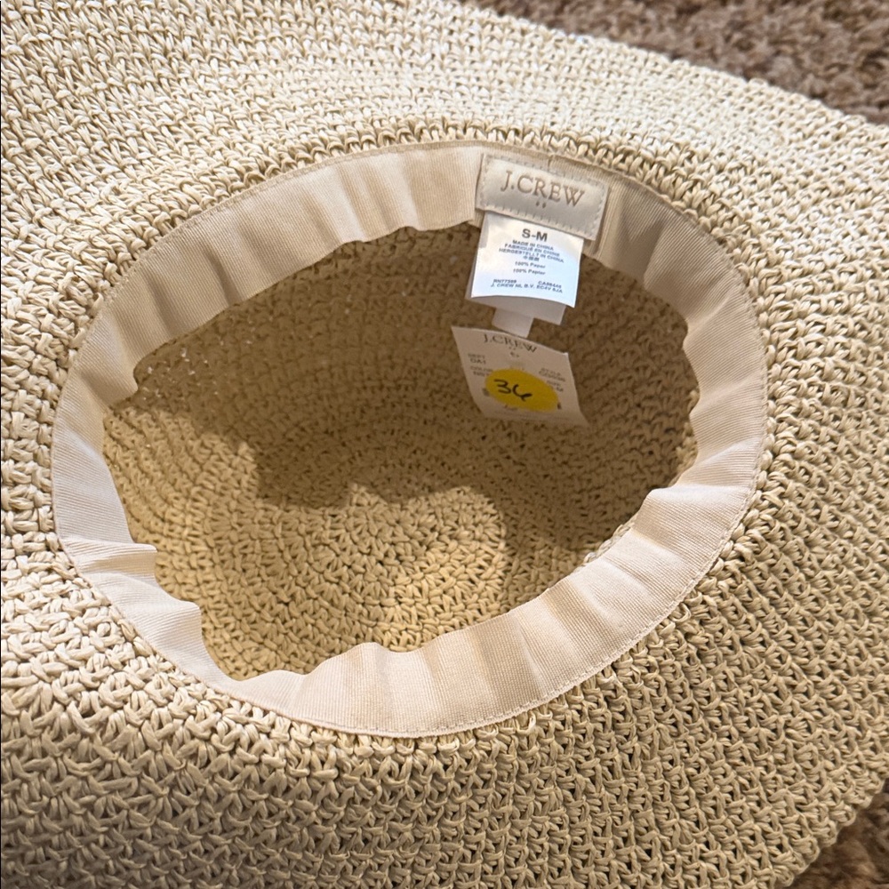 J. Crew Factory Tan crochet Straw Sun Hat - Picture 2 of 4